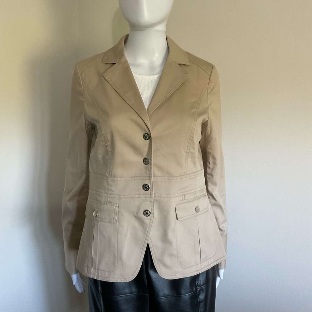 White House Black Market Polished Cotton Jacket~Size 4~Camel~Stretchy~NWOT